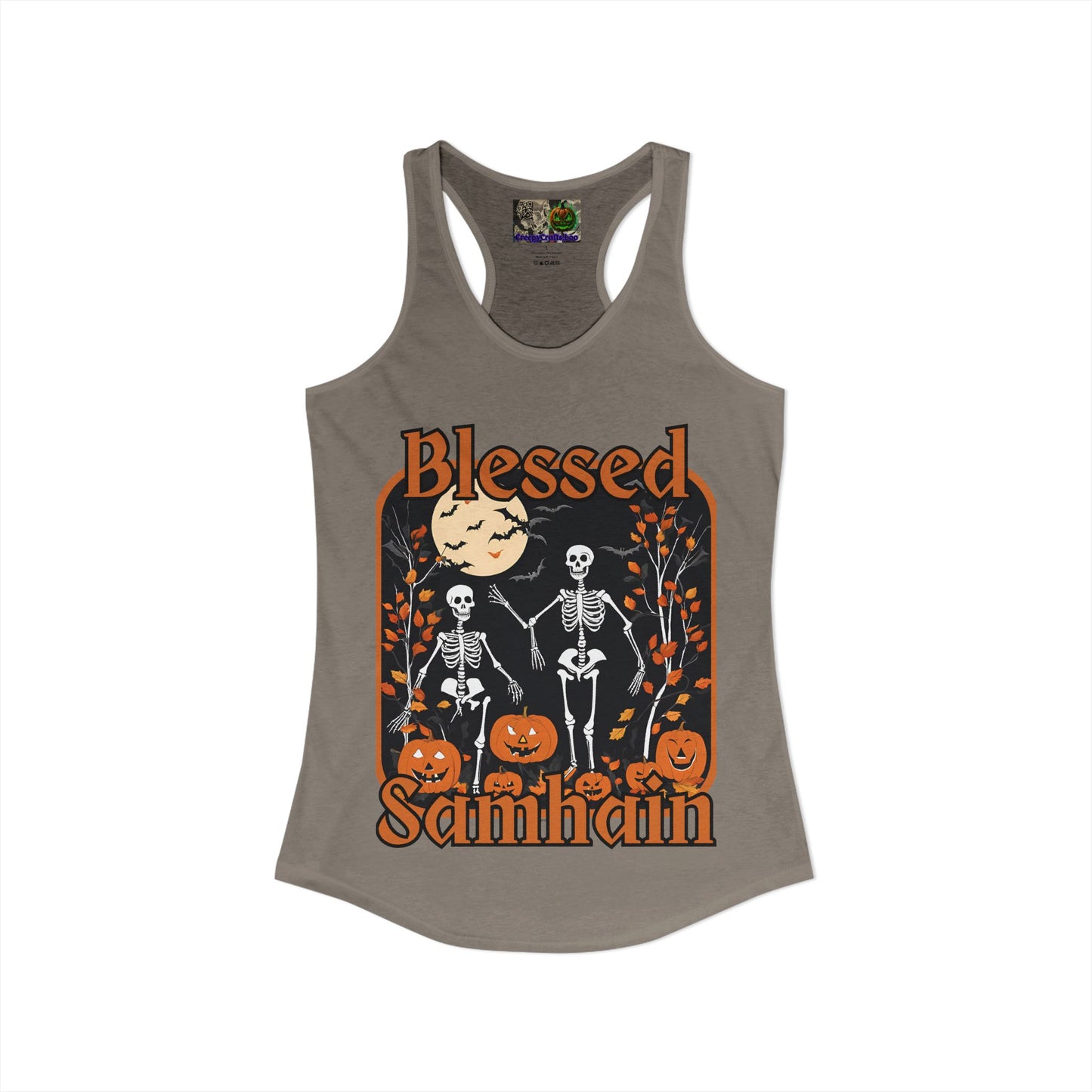 Spooktacular Skeletons of Samhain Women's Racerback Tank Top by CreepyCrafts.boo