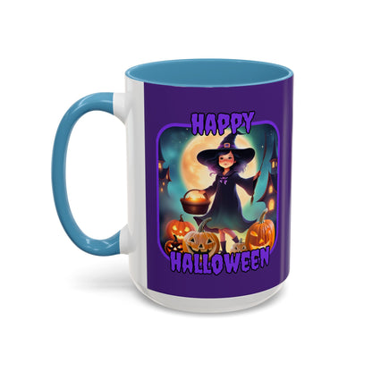 Happy Halloween Little Witch Purple font Purple Accent Mug by CreepyCrafts.boo