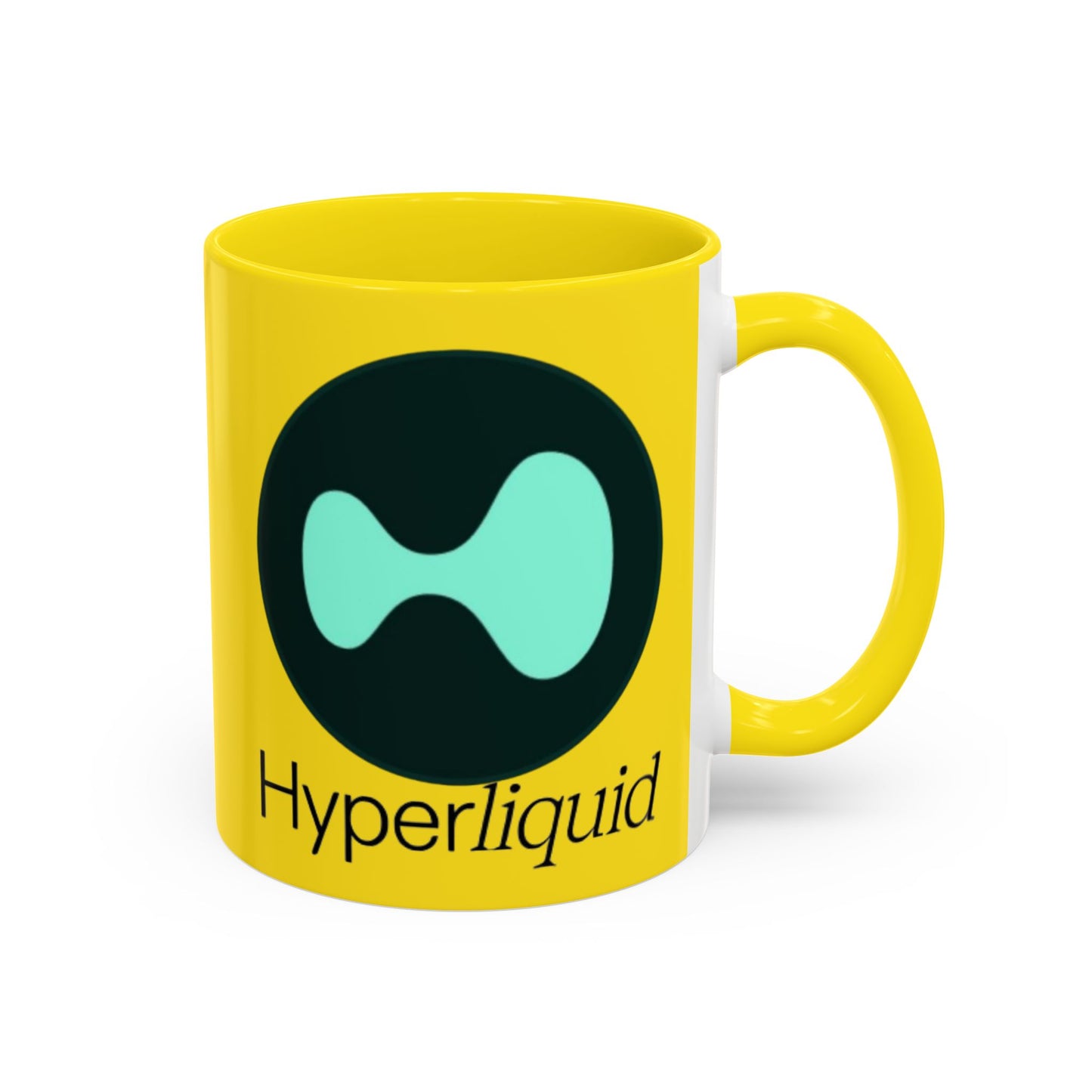 Hyperliquid Black font Yellow Accent Mug by cypherpunkgear.com
