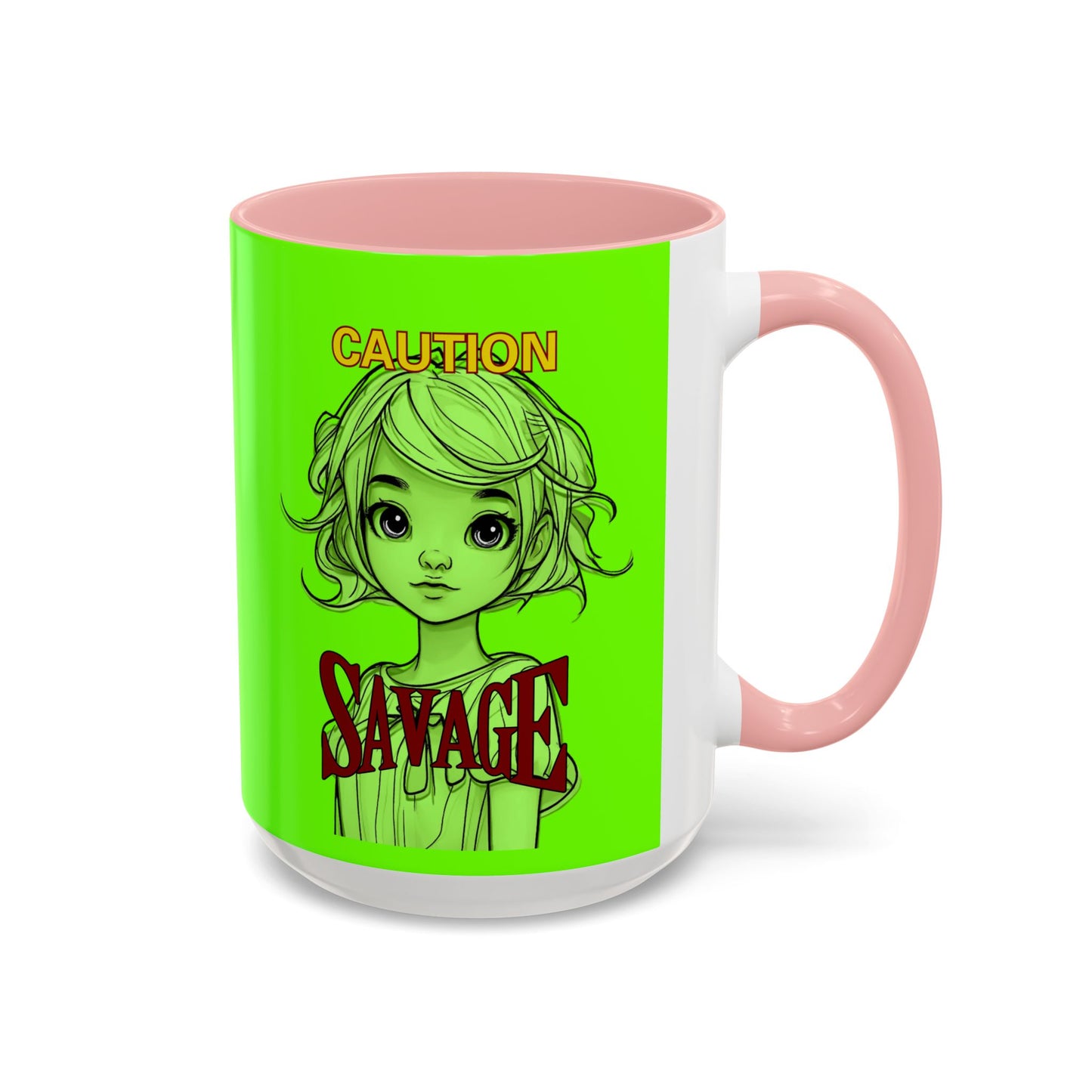Caution, Savage Light Green Accent Mug by cypherpunkgear.com