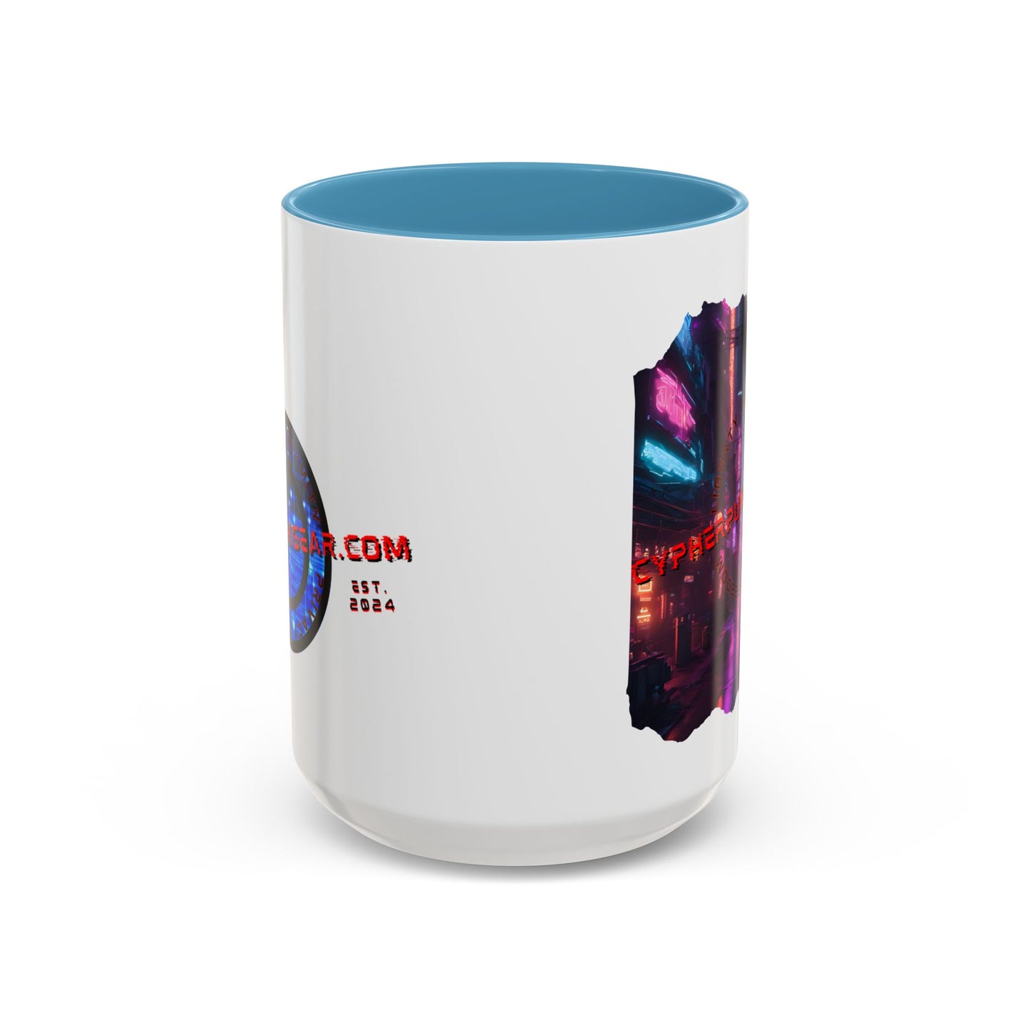 2-sided, cypherpunkgear.com Logo & Cityscape Accent Mug by cypherpunkgear.com