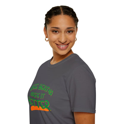 Uisce Beatha makes it better Green font Dark colors Unisex T-Shirt by cypherpunkgear.com