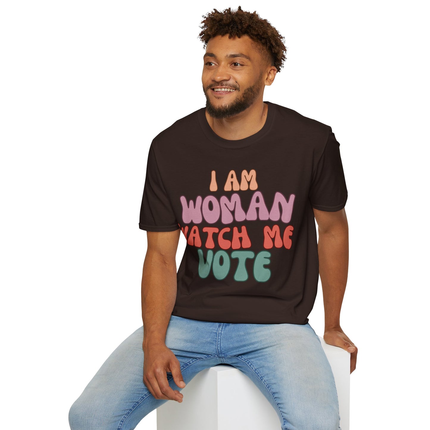 I Am Woman Watch Me Vote Dark colors Unisex T-Shirt by cypherpunkgear.com