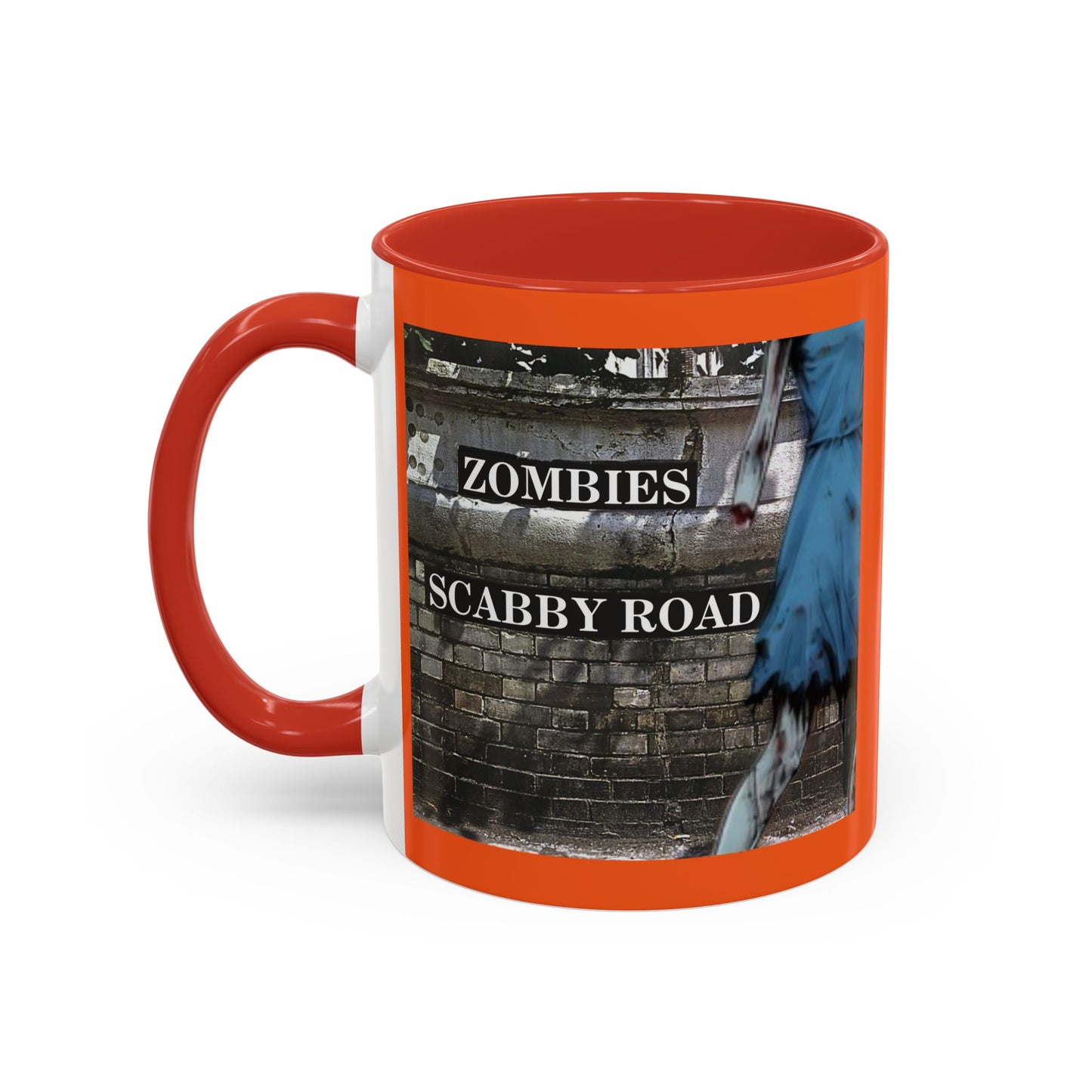 2-sided, Scabby Road Orange Accent Mug by CreepyCrafts.boo