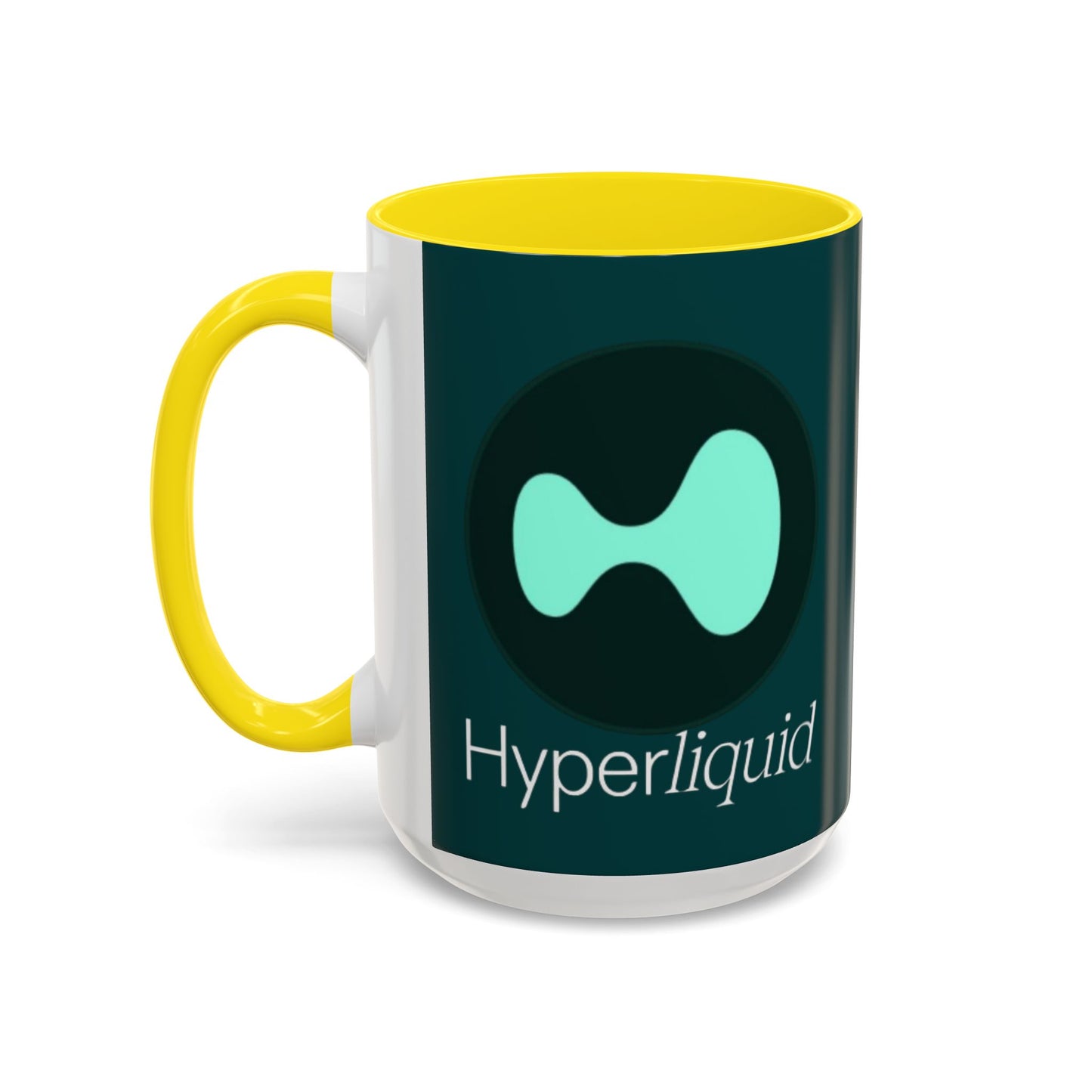 Hyperliquid White font Dark Hyperliquid Accent Mug by cypherpunkgear.com