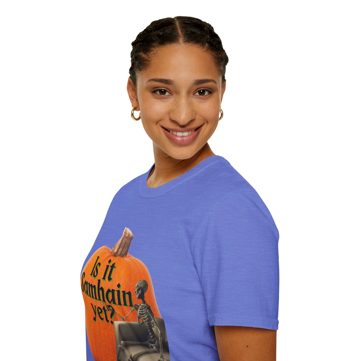 Is It Samhain Yet? Skeleton's Giant Pumpkin Light colors Unisex T-Shirt by CreepyCrafts.boo