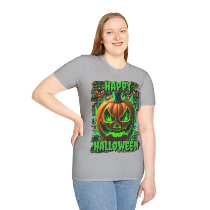 Happy Halloween Green Jack Light colors Unisex T-Shirt by CreepyCrafts.boo