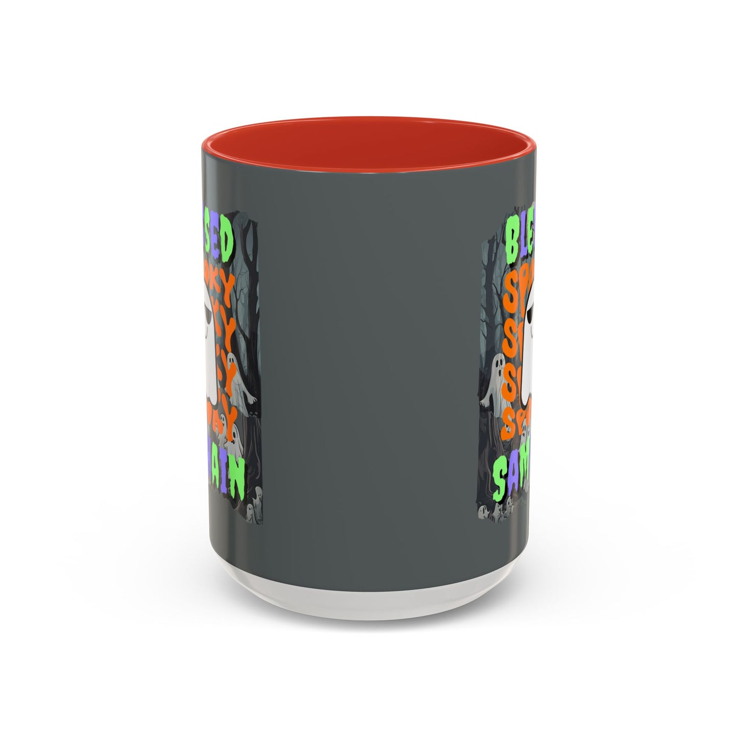 Spooky Blessed Samhain Ghost Mixed font Accent Mug by CreepyCrafts.boo