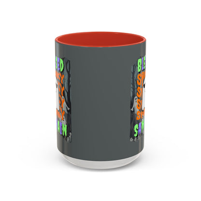 Spooky Blessed Samhain Ghost Mixed font Accent Mug by CreepyCrafts.boo