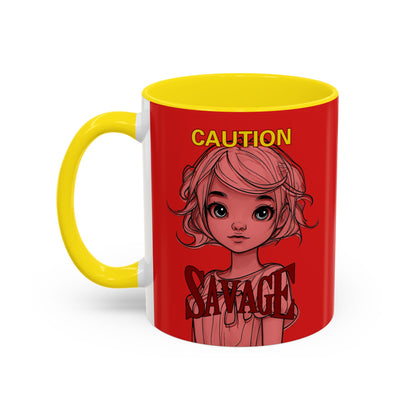 Caution, Savage Red Accent Mug by cypherpunkgear.com