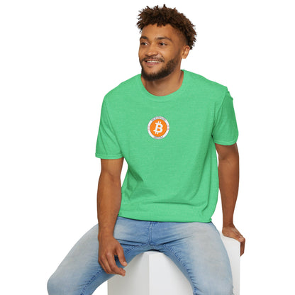 2-sided, Bitcoin (BTC) Decentralized Freedom Dark colors Unisex T-Shirt by cypherpunkgear.com