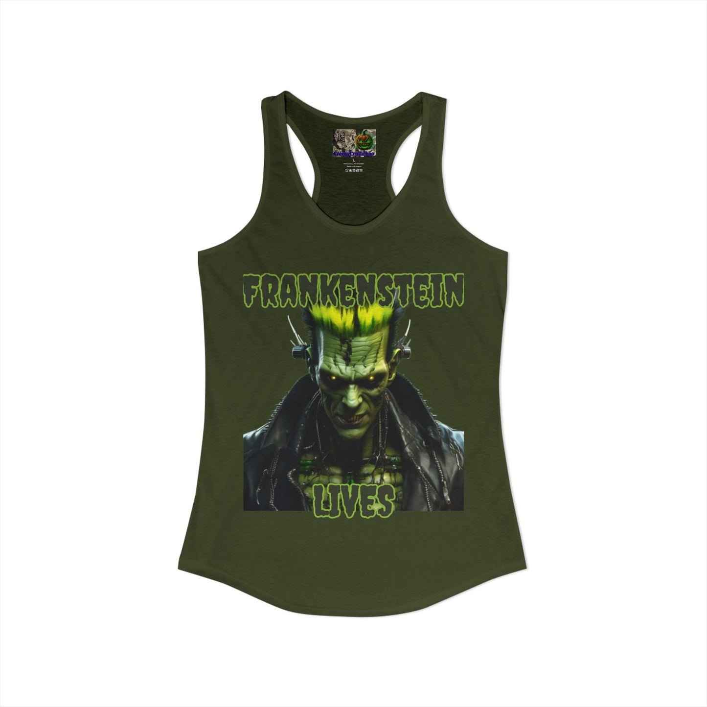 Frankenstein Lives Women's Racerback Tank Top by CreepyCrafts.boo