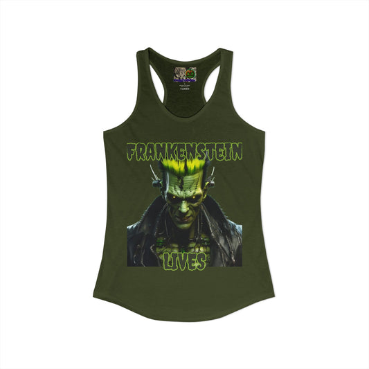 Frankenstein Lives Women's Racerback Tank Top by CreepyCrafts.boo
