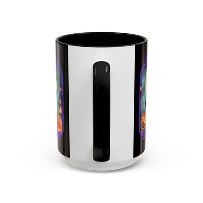 Blessed Samhain Little Witch Purple font Black Accent Mug by CreepyCrafts.boo