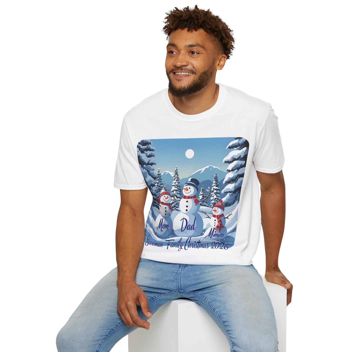 Snowman Family of 3 Light colors Unisex T-Shirt by cypherpunkgear.com