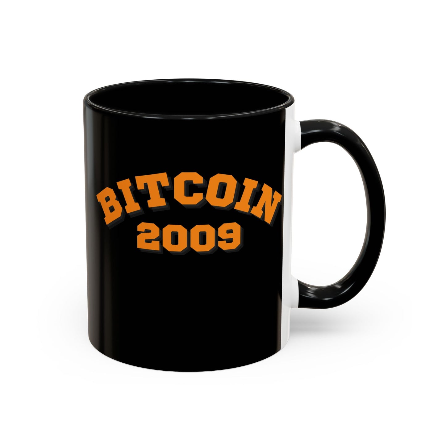 Bitcoin 2009 Black Accent Mug by cypherpunkgear.com