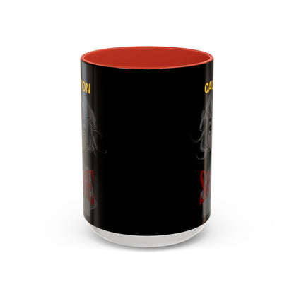 Caution, Savage Black Accent Mug by cypherpunkgear.com