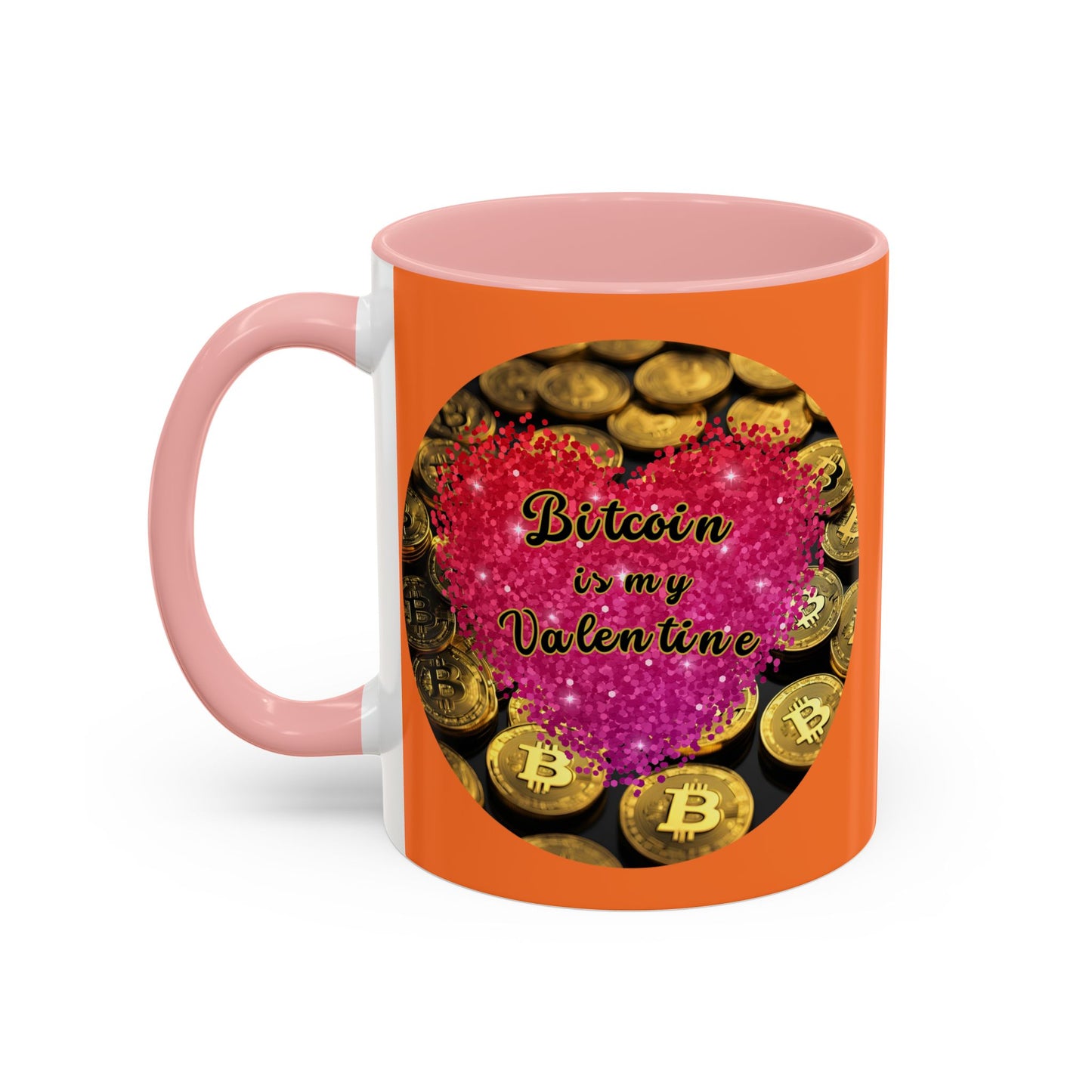 Bitcoin is My Valentine Orange Accent Mug by cypherpunkgear.com
