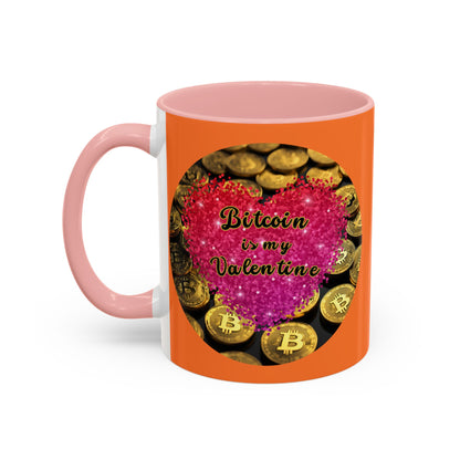 Bitcoin is My Valentine Orange Accent Mug by cypherpunkgear.com