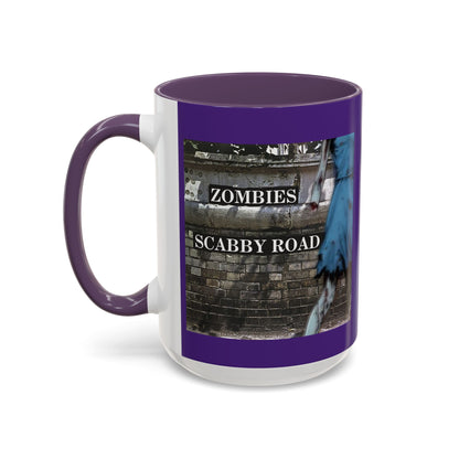 2-sided, Scabby Road Purple Accent Mug by CreepyCrafts.boo