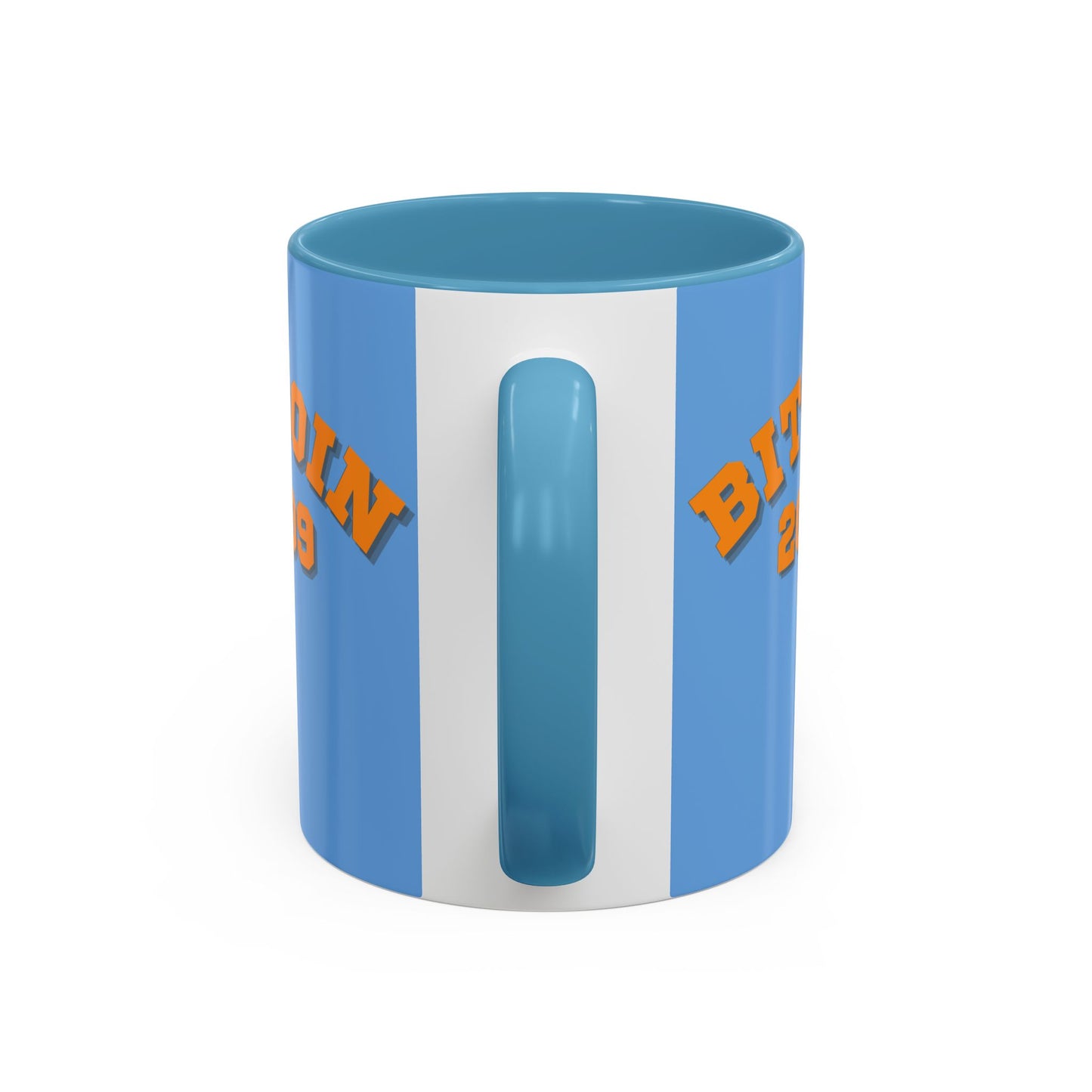 Bitcoin 2009 Light Blue Accent Mug by cypherpunkgear.com