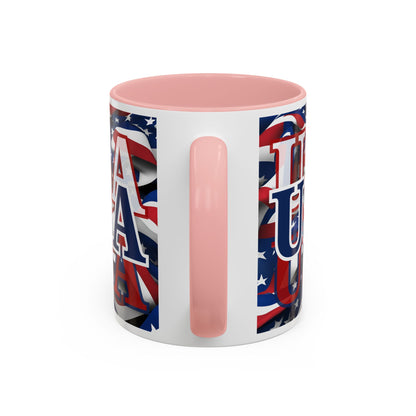 USA Blue font Center Patriot Accent Mug by cypherpunkgear.com