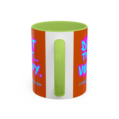 Don't Trust...Verify. Orange Accent Mug by cypherpunkgear.com