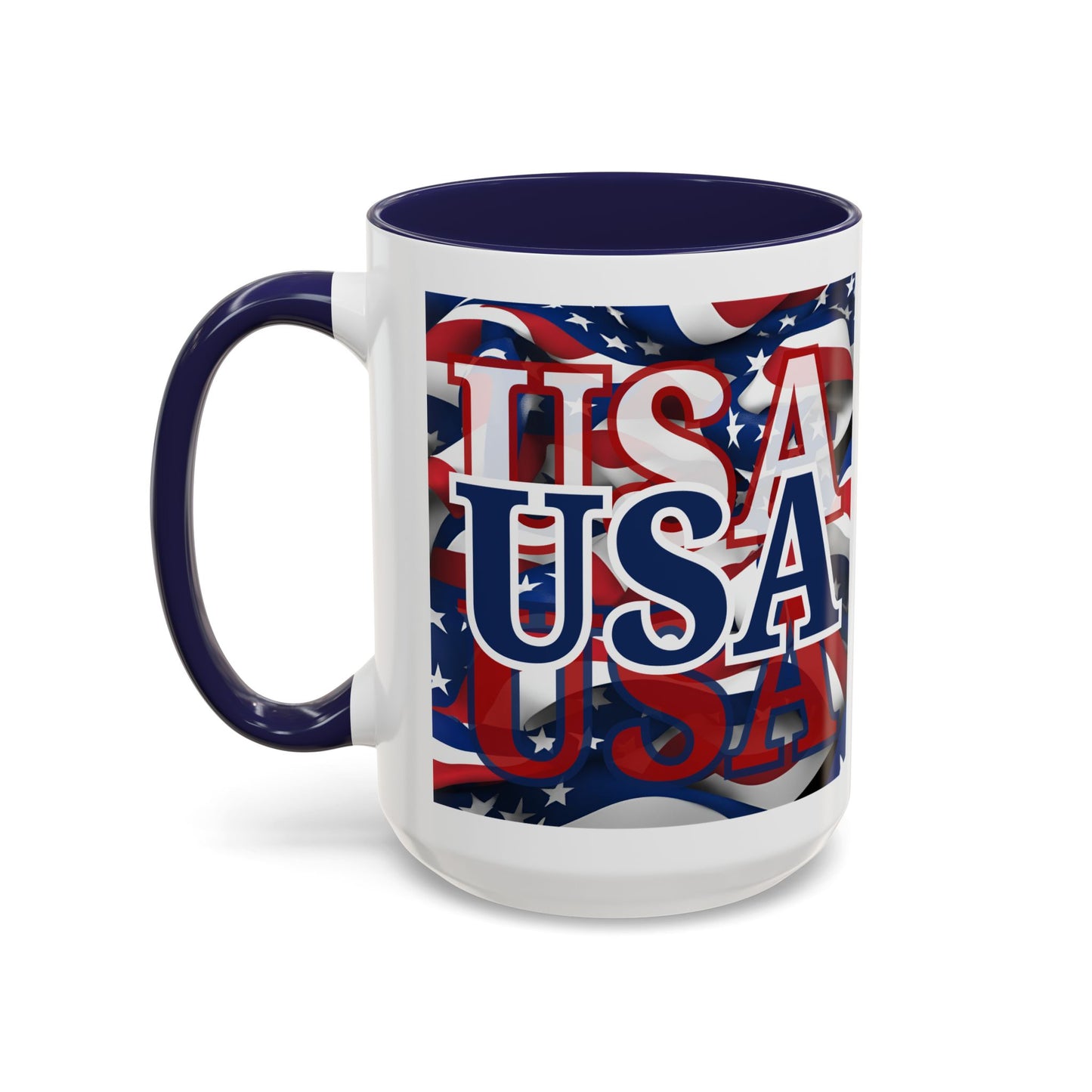 USA Blue font Center Patriot Accent Mug by cypherpunkgear.com