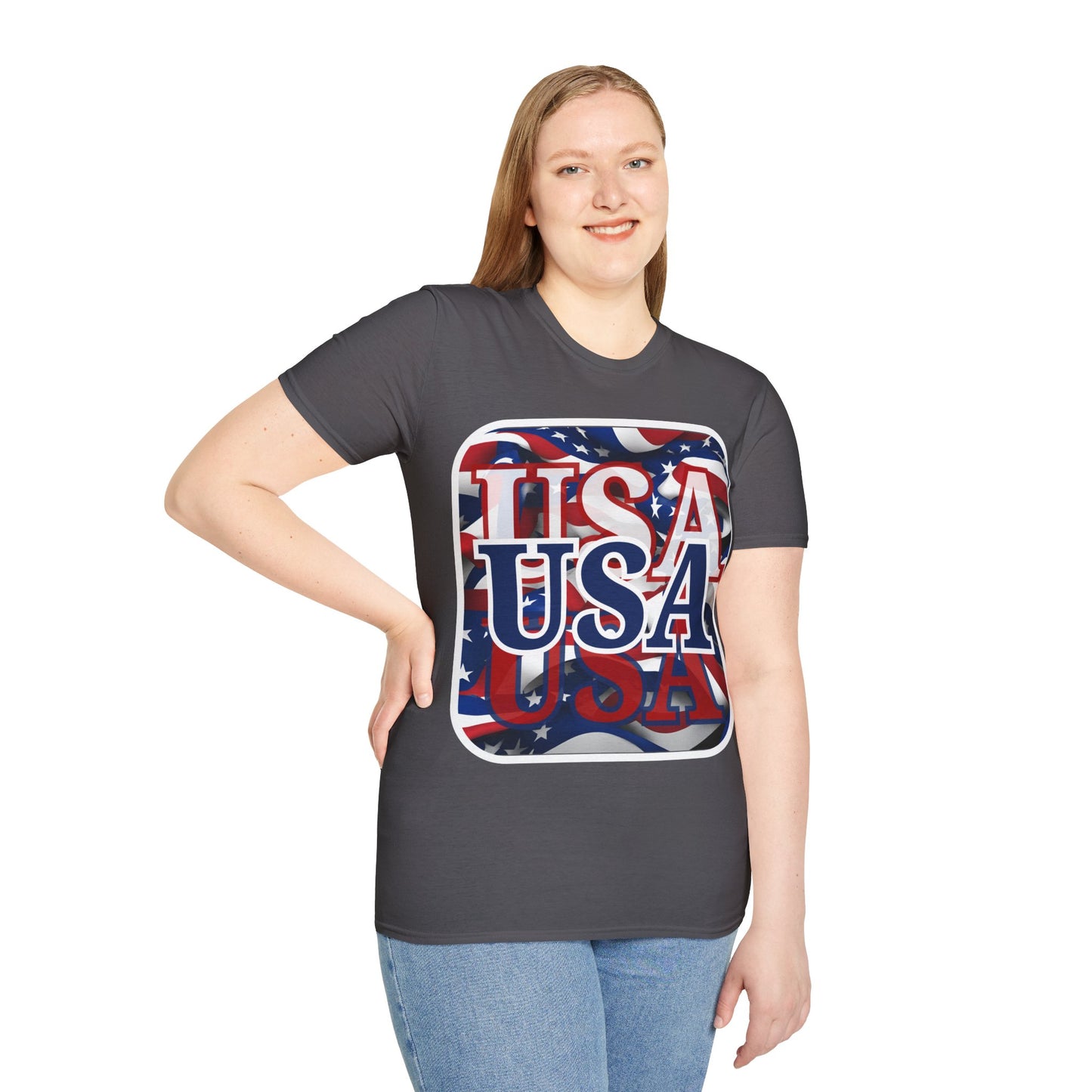 Red White and BLUE USA Patriot Dark colors Unisex T-Shirt by cypherpunkgear.com