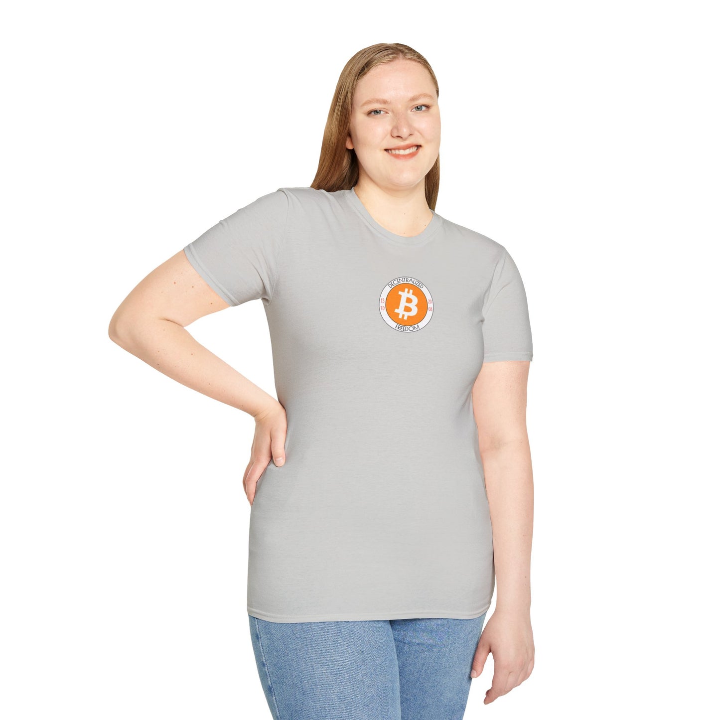 2-sided, Bitcoin, Bitcoin, Bitcoin (BTC) Light colors Unisex T-Shirt by cypherpunkgear.com