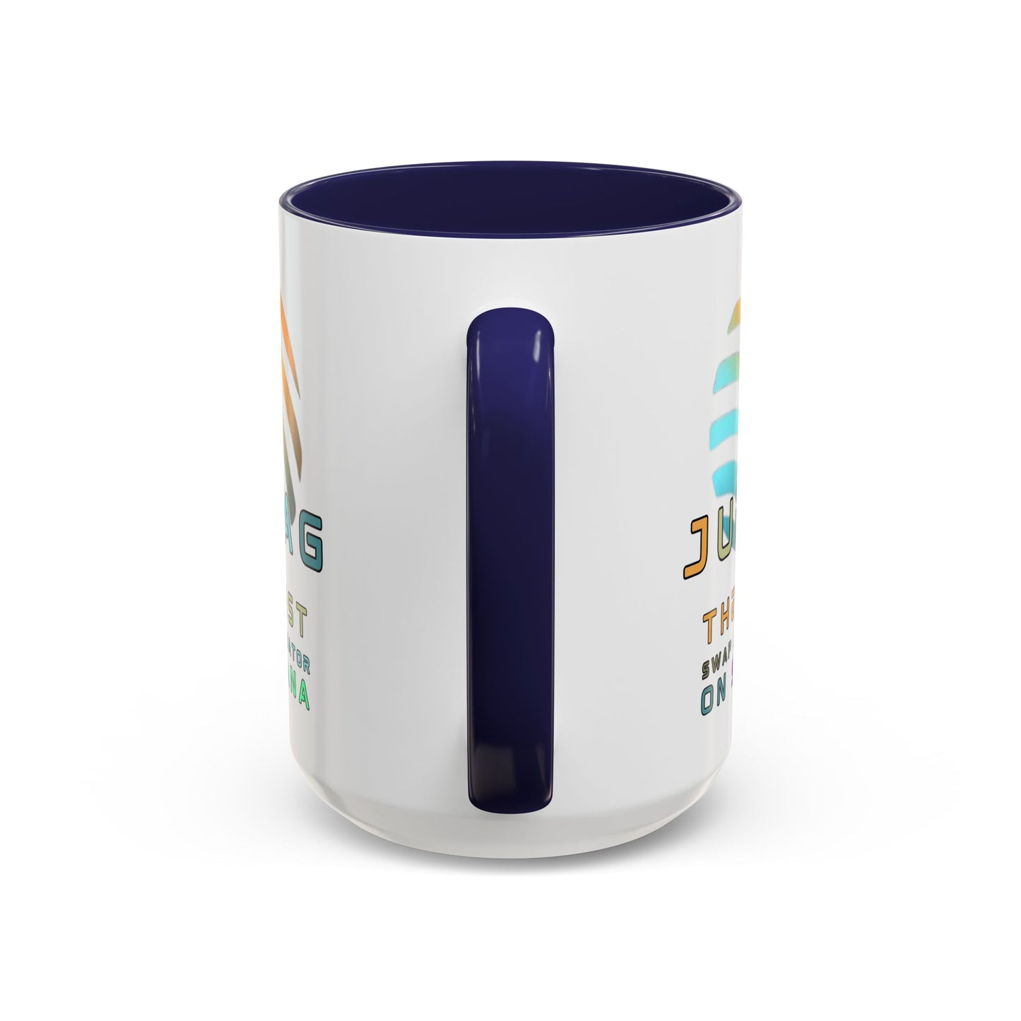 Jupiter (JUP) the best aggregator on Solana White Accent Mug by cypherpunkgear.com