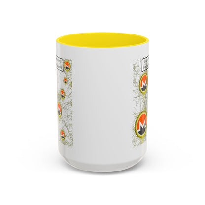 Monero (XMR) don't assume your freedoms are assured White Accent Mug by cypherpunkgear.com