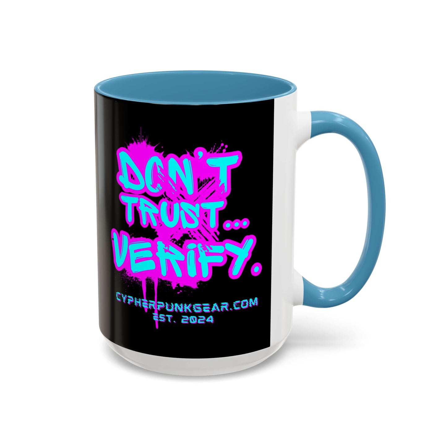 Don't Trust...Verify. Black Accent Mug by cypherpunkgear.com