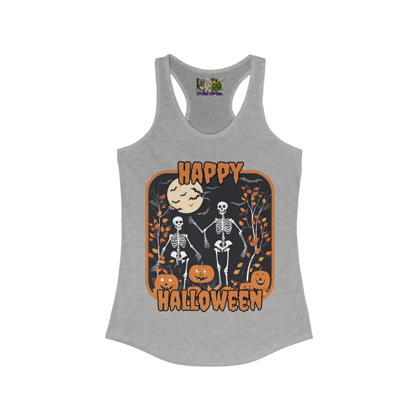 Spooktacular Skeletons of Halloween Women's Racerback Tank Top by CreepyCrafts.boo