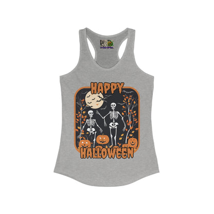 Spooktacular Skeletons of Halloween Women's Racerback Tank Top by CreepyCrafts.boo