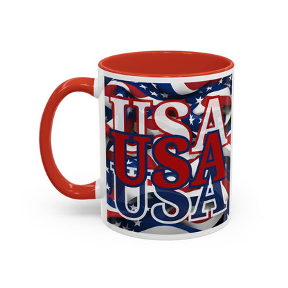 USA Red font Center Patriot Accent Mug by cypherpunkgear.com