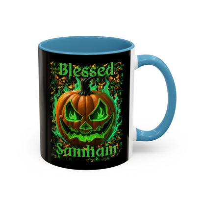 Blessed Samhain Green Jack Black Accent Mug by CreepyCrafts.boo