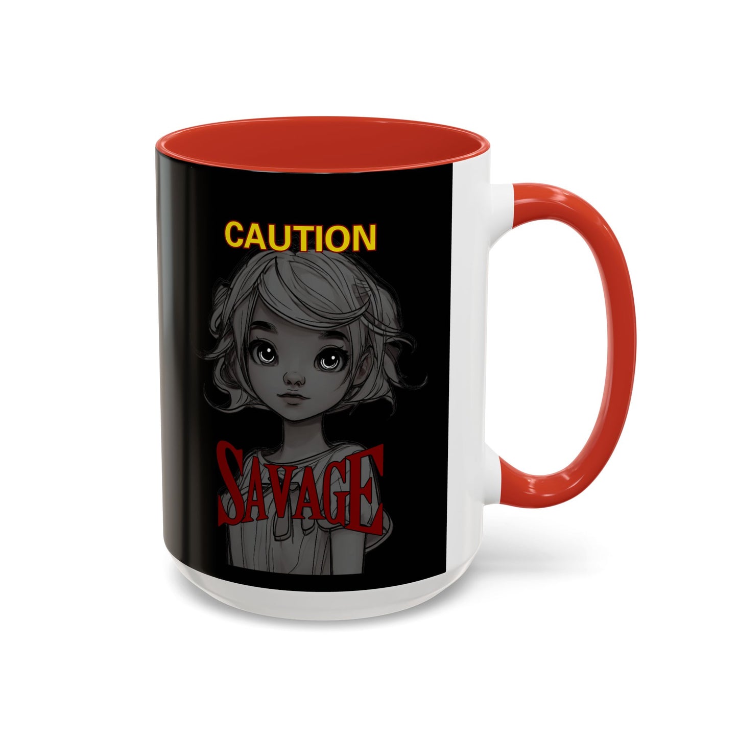 Caution, Savage Black Accent Mug by cypherpunkgear.com
