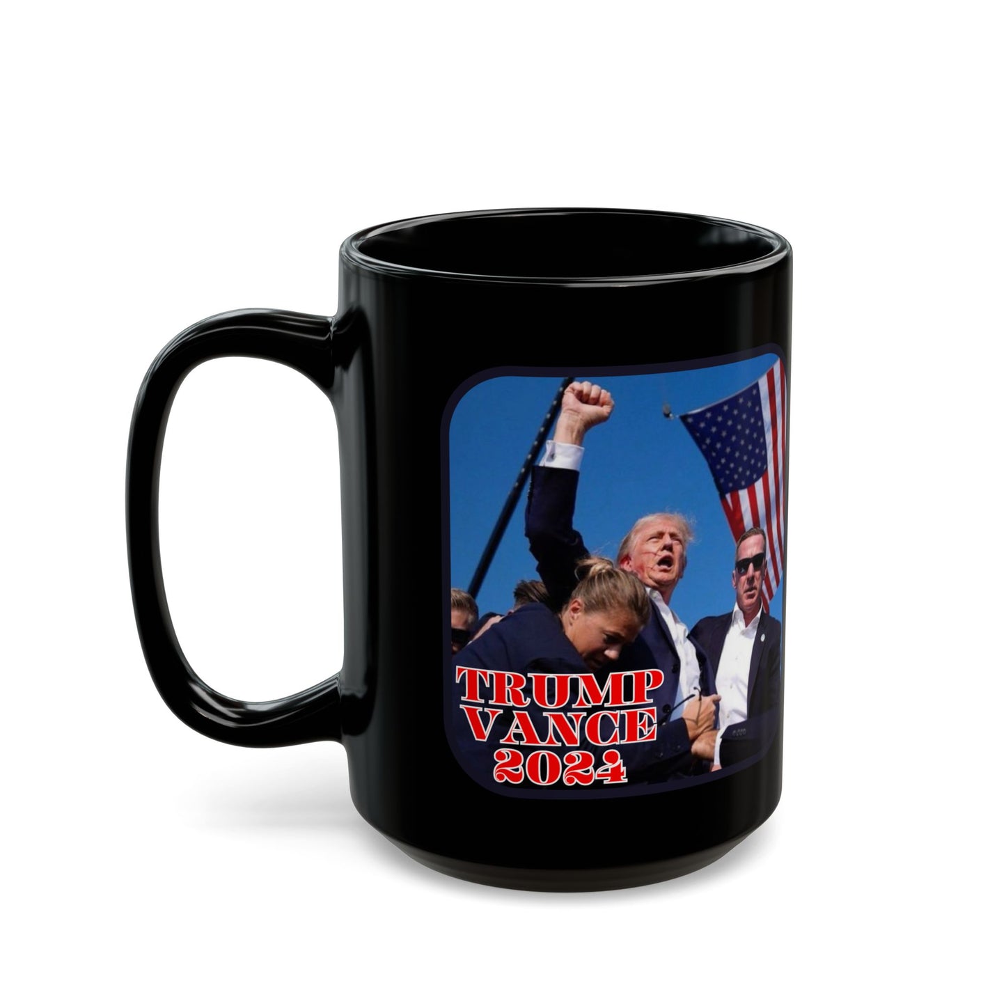 Trump and Vance 2024 Black Mug by cypherpunkgear