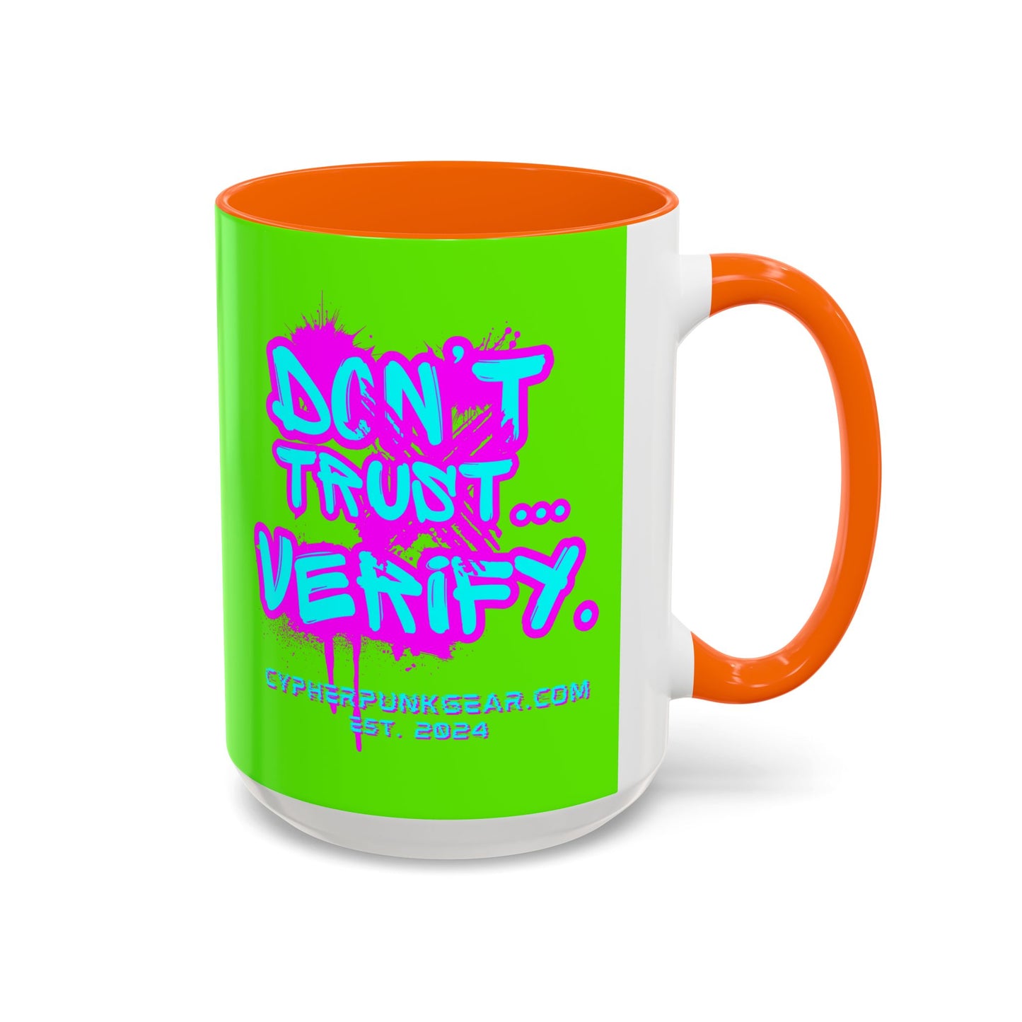 Don't Trust...Verify. Green Accent Mug by cypherpunkgear.com