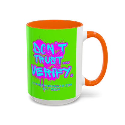 Don't Trust...Verify. Green Accent Mug by cypherpunkgear.com
