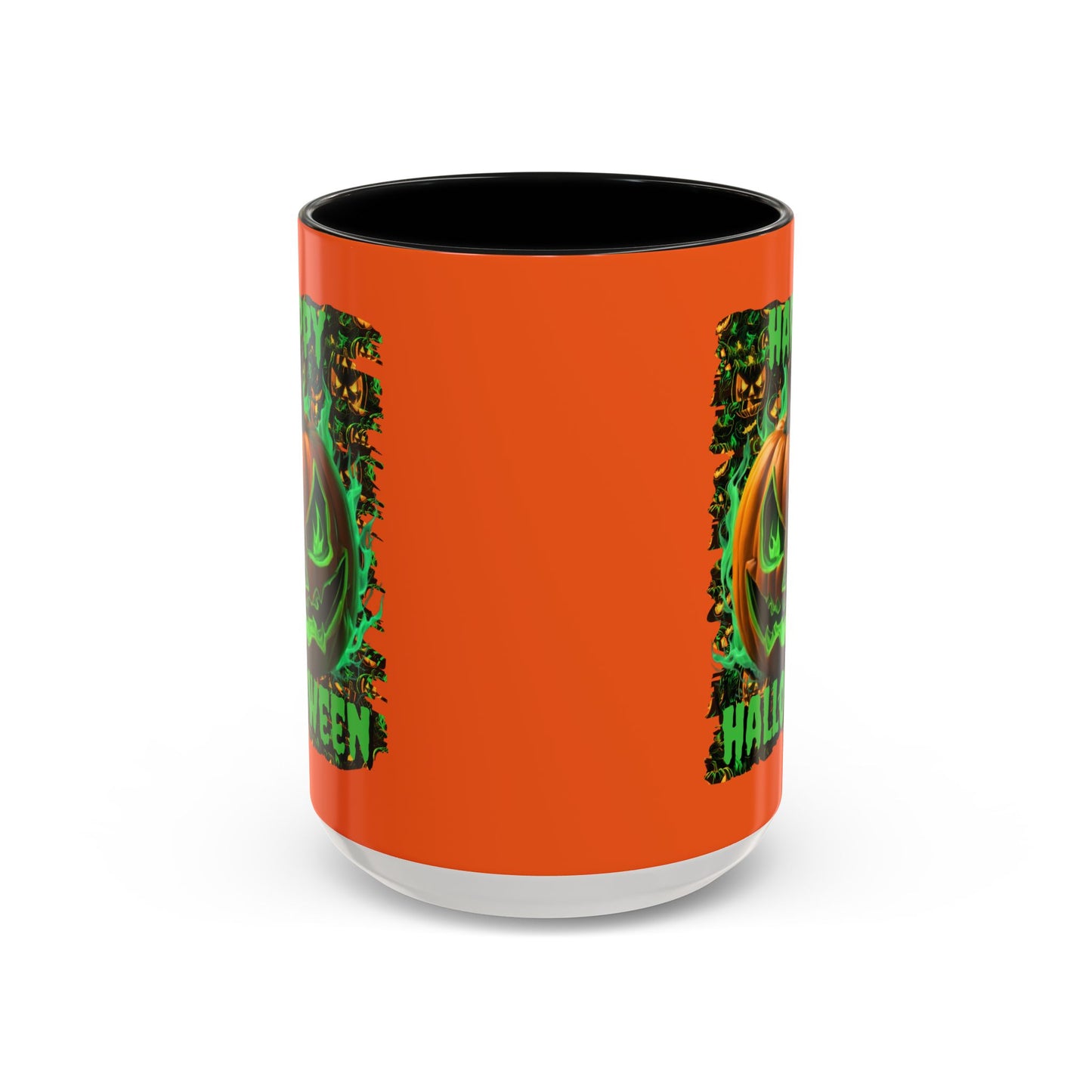 Happy Halloween Green Jack Orange Accent Mug by CreepyCrafts.boo