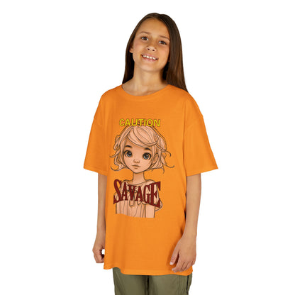 Caution: Small but Savage Kids Heavy Cotton Tee by cypherpunkgear.com