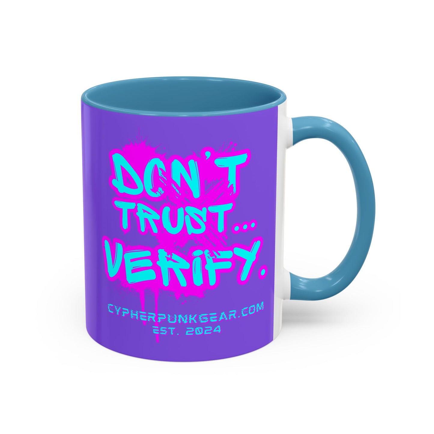 Don't Trust...Verify. Light Purple Accent Mug by cypherpunkgear.com