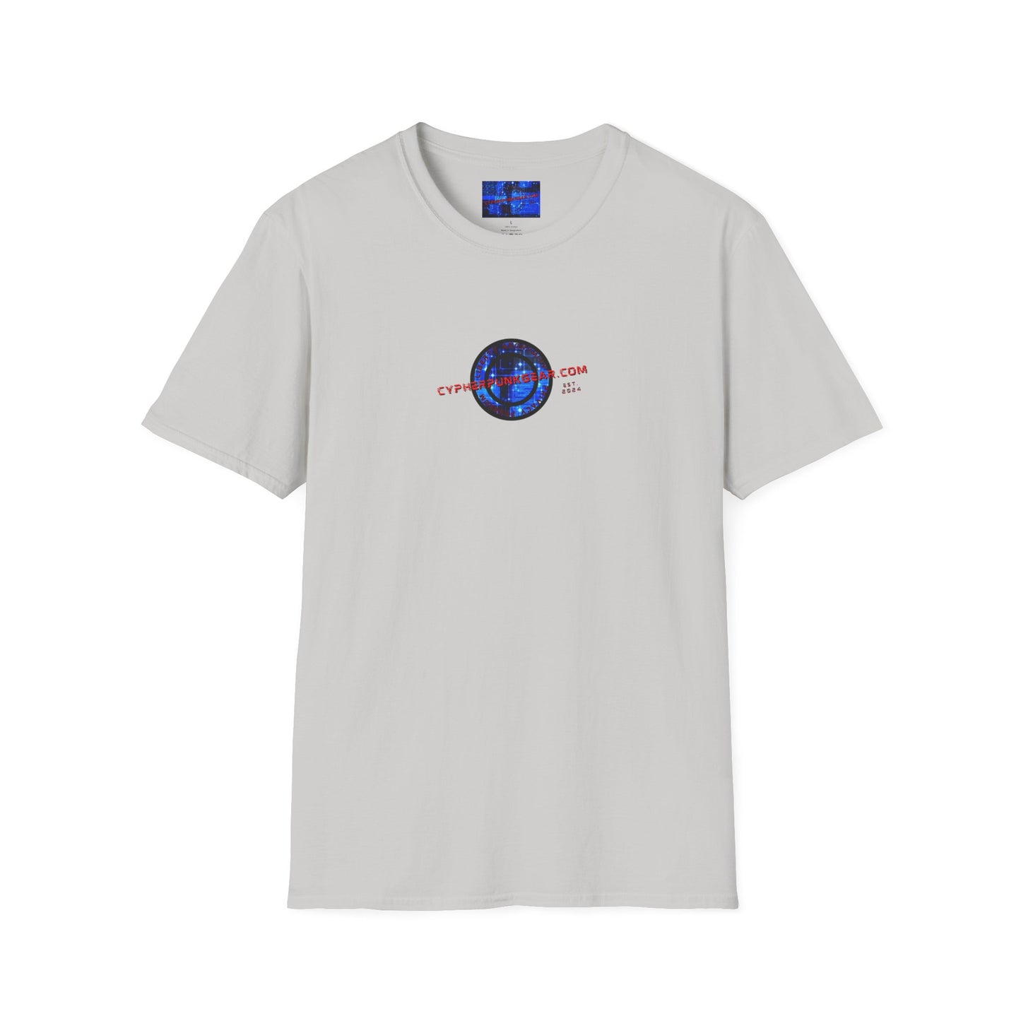 2-sided, cypherpunkgear.com Logo & Cityscape Light colors Unisex T-Shirt by cypherpunkgear.com
