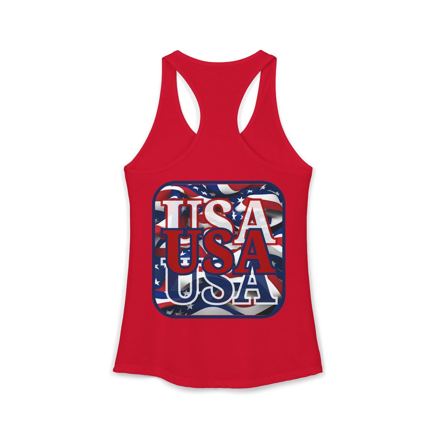 2-sided RED White and Blue USA Patriot Women's Racerback Tank Top by cypherpunkgear.com