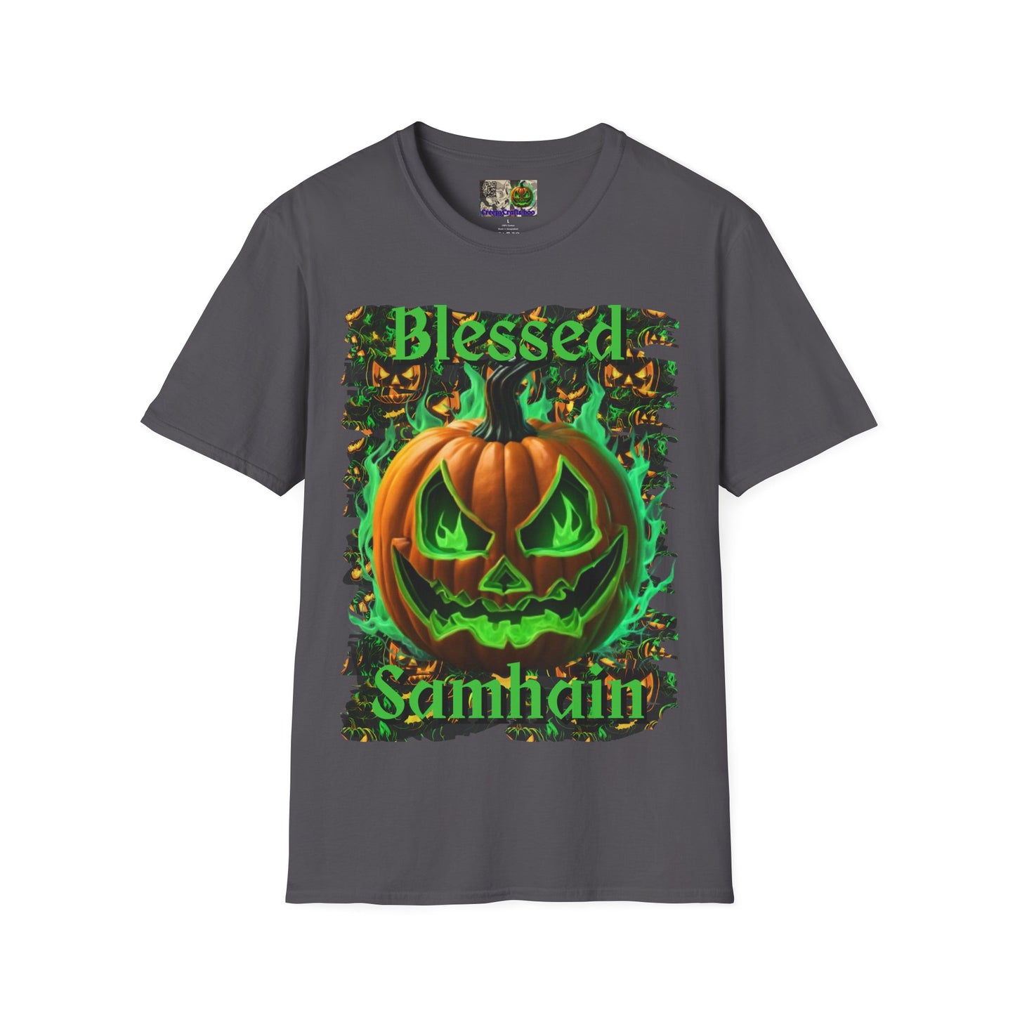 Blessed Samhain Green Jack Dark colors Unisex T-Shirt by CreepyCrafts.boo