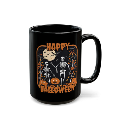 Spooktacular Skeletons of Halloween Black Mug by CreepyCrafts.boo