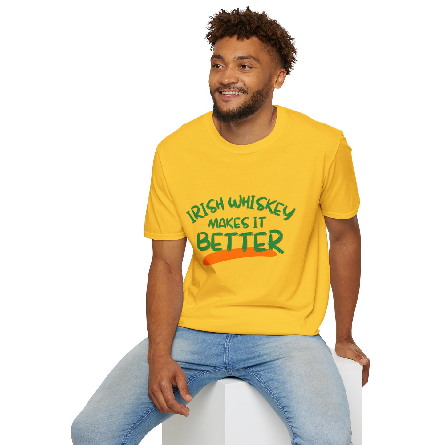 Irish Whiskey makes it better GNfont LTcolors Unisex T-Shirt by cypherpunkgear.com