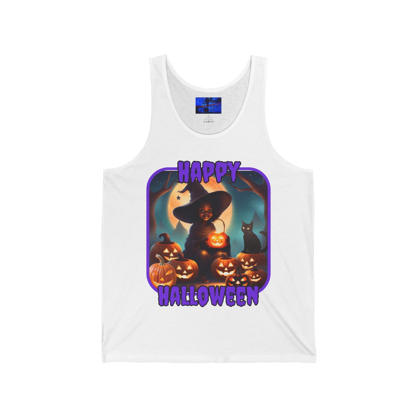 Happy Halloween Cute Witch PRfont Unisex Jersey Tank Top by cypherpunkgear